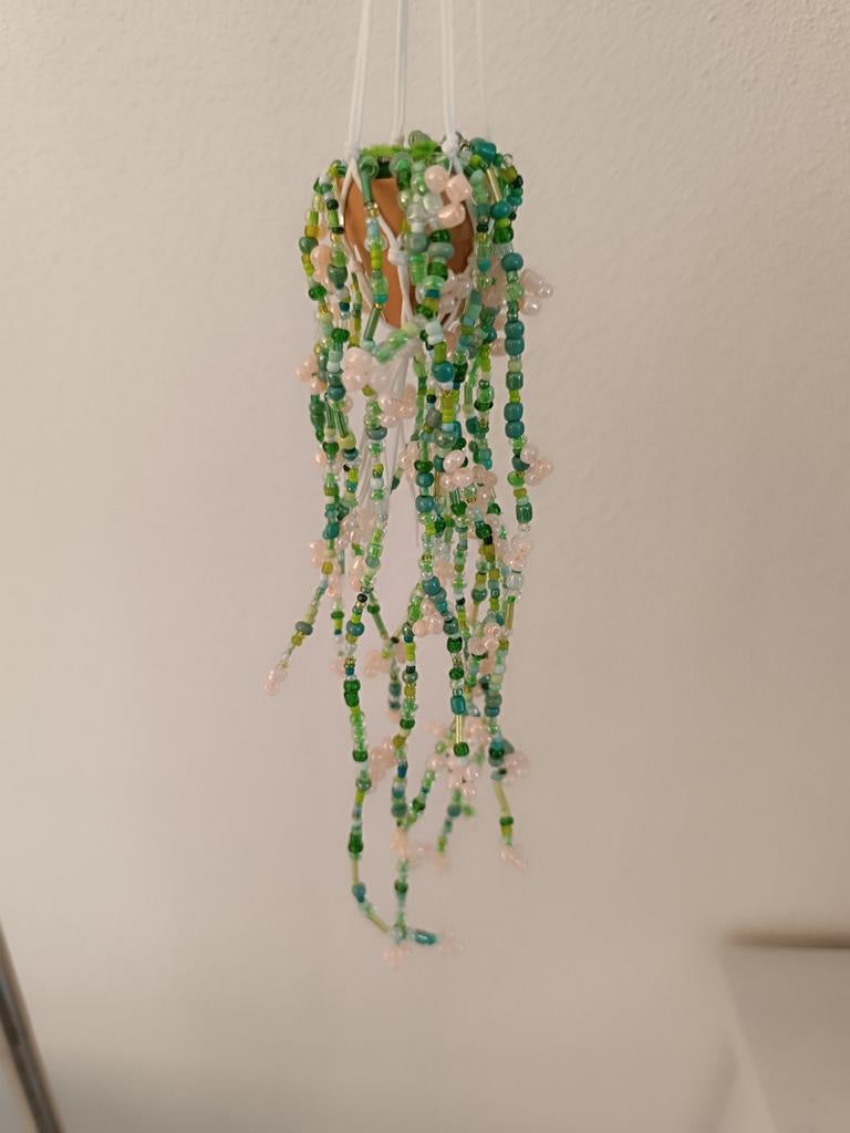 Hangplantje van kralen met roze bloesem - Moederdag cadeau, Verzenden, Nieuw, Kraal