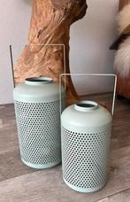 Set van metalen lantaarns jadegroen, Ophalen of Verzenden, Zo goed als nieuw, Metaal, Minder dan 25 cm