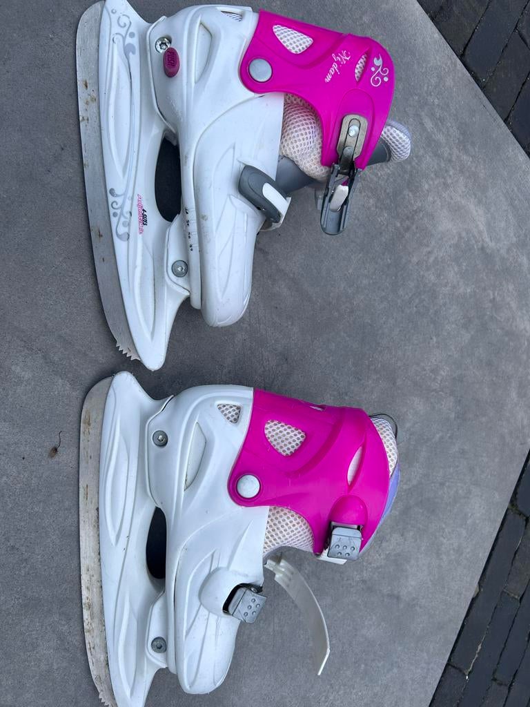 Nijdam verstelbare kinderschaatsen - wit/roze, Sport en Fitness, Schaatsen, Ophalen, Gebruikt, Kunstschaatsen, Nijdam