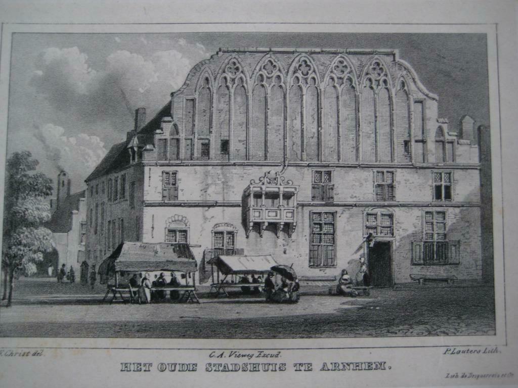 25 / Arnhem  het Stadhuis  Litho  1846, Ophalen of Verzenden