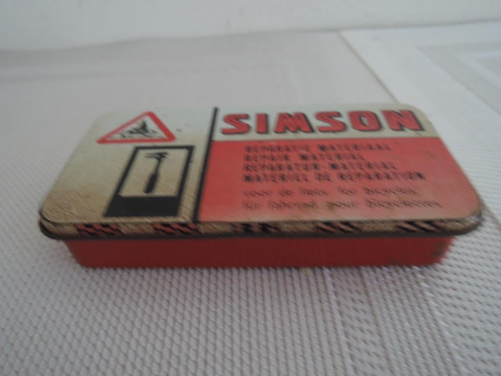 Ouderwets Simson fiets reparatie blikje, Verzamelen, Blikken, Ophalen of Verzenden, Gebruikt, Overige