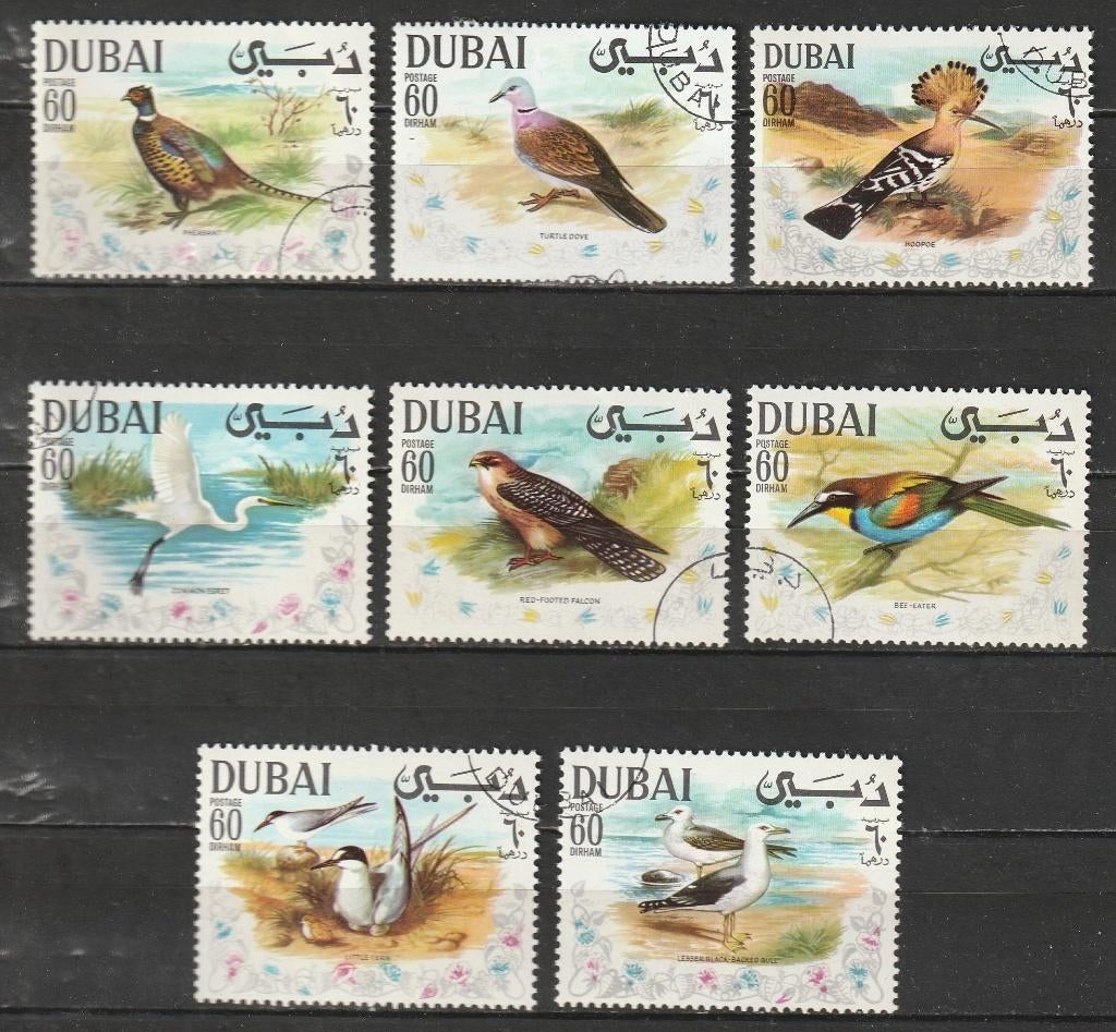 2024. Dubai 327/34 gest. Vogels, Postzegels en Munten, Postzegels | Azië, Ophalen of Verzenden, Gestempeld, Midden-Oosten