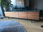 Moderne tv-kast met notenhout fineer en antraciet grijs, Gebruikt, Ophalen of Verzenden, 200 cm of meer, Minder dan 100 cm
