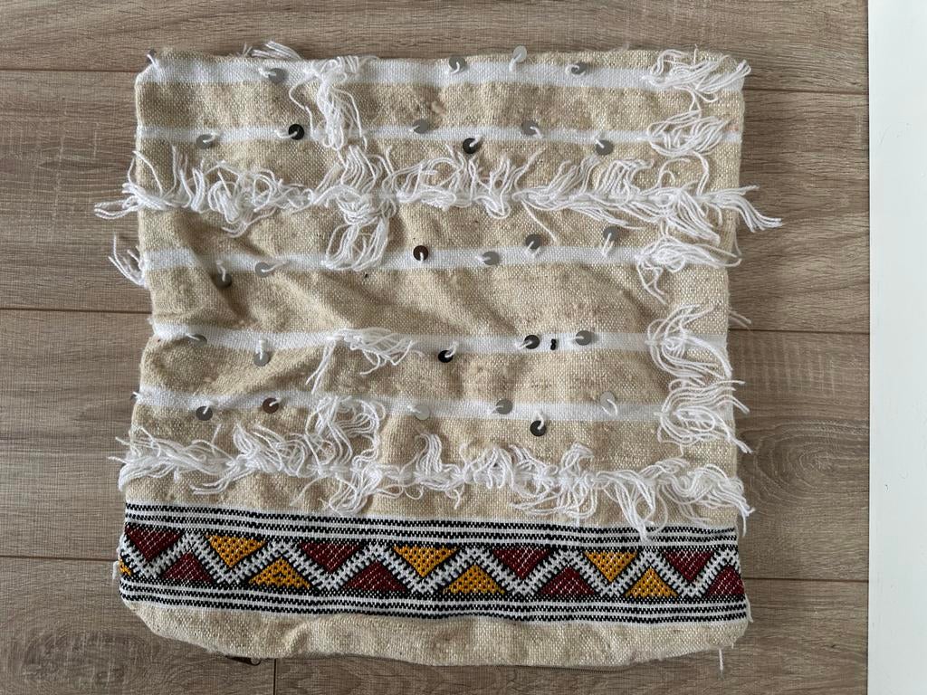 Marokkaans handgemaakt kussen 45x45cm, Ophalen of Verzenden, Nieuw, Beige, Vierkant