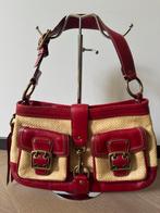 Coach Legacy schoudertas met riet en rood leer, Sieraden, Tassen en Uiterlijk, Tassen | Damestassen, Ophalen of Verzenden, Gebruikt