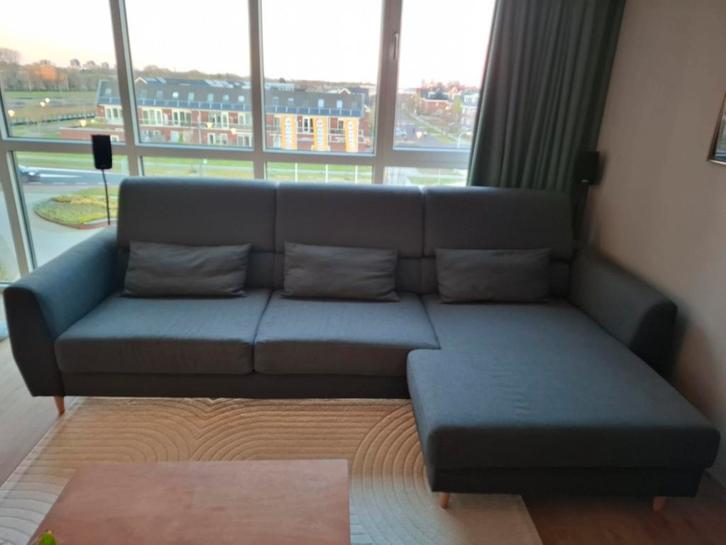 Slatorp 3-zitsbank met chaise longue ikea, Huis en Inrichting, Banken | Complete zithoeken, Zo goed als nieuw, Stof, Ophalen