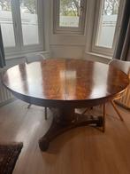 Uitschuifbare ronde houten eettafel, Huis en Inrichting, Tafels | Eettafels, Ophalen, Gebruikt, 100 tot 150 cm, Rond