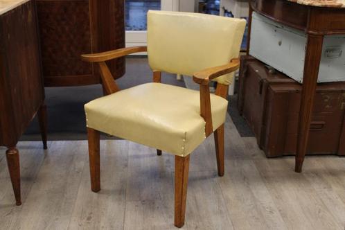 Brocante - Vintage arm-fauteuil / bureaustoel!, Huis en Inrichting, Fauteuils, Gebruikt, Hout, Kunststof, Ophalen