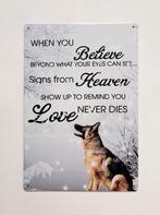 Believe heaven Duitse herder reclamebord van metaal deco, Info@deconoord.nl, Deco Noord, Nieuw, Ophalen of Verzenden