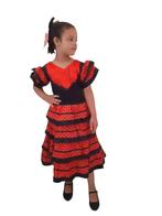 spaanse jurk, Flamengo + schoenen + haarclip, Kinderen en Baby's, Carnavalskleding en Verkleedspullen, Zo goed als nieuw, Ophalen