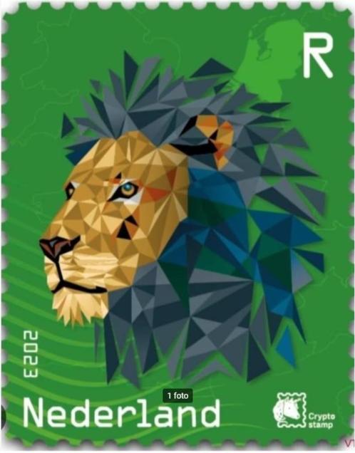 PostNL Crypto zegel 2, Leeuw groen, niet geclaimd., Postzegels en Munten, Postzegels | Nederland, Postfris, Na 1940, Verzenden