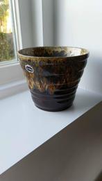 Vintage Vulcana fatlava bloempot - druipglazuur, Gebruikt, Rond, Binnen, Ophalen of Verzenden