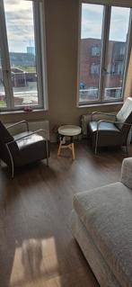 2 lederen fauteuils (Taupe), Ophalen of Verzenden, Zo goed als nieuw, 75 tot 100 cm, 50 tot 75 cm