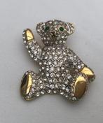 Vintage Teddy Bear Broche met strass - 90s, Overige materialen, Met strass, Ophalen of Verzenden, Zo goed als nieuw