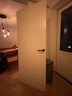 Witte binnendeur met zwarte kruk - 209,5x82,5 cm, Ophalen, 80 tot 100 cm, Binnendeur, Zo goed als nieuw