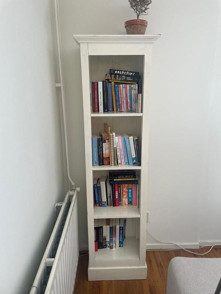 Houten boekenkast wit, Huis en Inrichting, Kasten | Boekenkasten, Gebruikt, 50 tot 100 cm, 150 tot 200 cm, 25 tot 50 cm, Met plank(en)