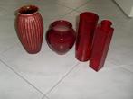 4 Rode Vazen., Ophalen, Gebruikt, Aardewerk of Porselein, Minder dan 50 cm