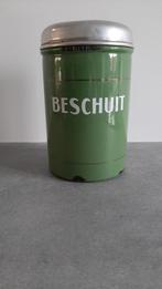 Emaille groene beschuitbus bus voor beschuit vintage, Ophalen of Verzenden