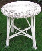 Wit rond rotan tafeltje / witte tafel. Bijzettafeltje., 45 tot 60 cm, Overige materialen, Minder dan 55 cm, Gebruikt