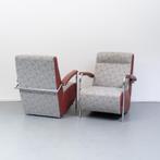 2x Leolux Scylla Hoge Rug crême rondjes motief / rood, Huis en Inrichting, Fauteuils, Ophalen of Verzenden, Zo goed als nieuw