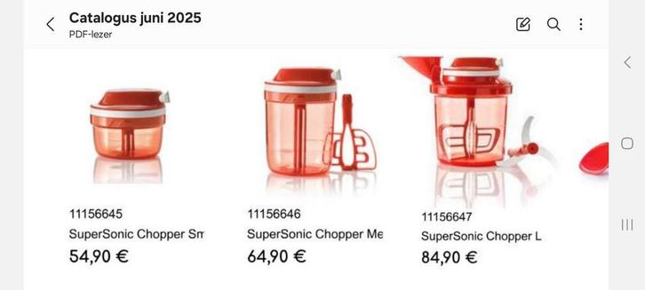 Nieuwe supersonic chopper van tupperware, Huis en Inrichting, Keuken | Tupperware, Nieuw, Overige typen, Ophalen of Verzenden