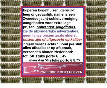 messing kogelhulzen, ongevaarlijk, kaliber 30.06, 50x € 6 beschikbaar voor biedingen