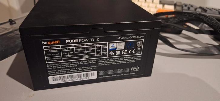 Bequiet 600W semi modulaire PSU/Voeding., Computers en Software, Interne voedingen, Gebruikt, Ophalen of Verzenden