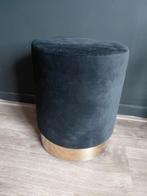 Elegante zwarte poef met gouden accent, Ophalen, Minder dan 50 cm, Rond, Minder dan 50 cm