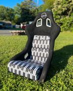 NRG Prisma Ultra Yaba Zwart wit suede Kuipstoel Sportstoel, Auto diversen, Tuning en Styling, Ophalen of Verzenden