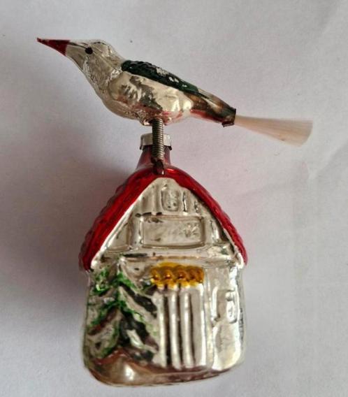 Oud Kerstfiguur Huisje met Vogel, Diversen, Kerst, Zo goed als nieuw, Ophalen of Verzenden