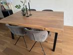 Boomstamtafel met stalen poten 160x100, Huis en Inrichting, Tafels | Eettafels, Ophalen, Zo goed als nieuw