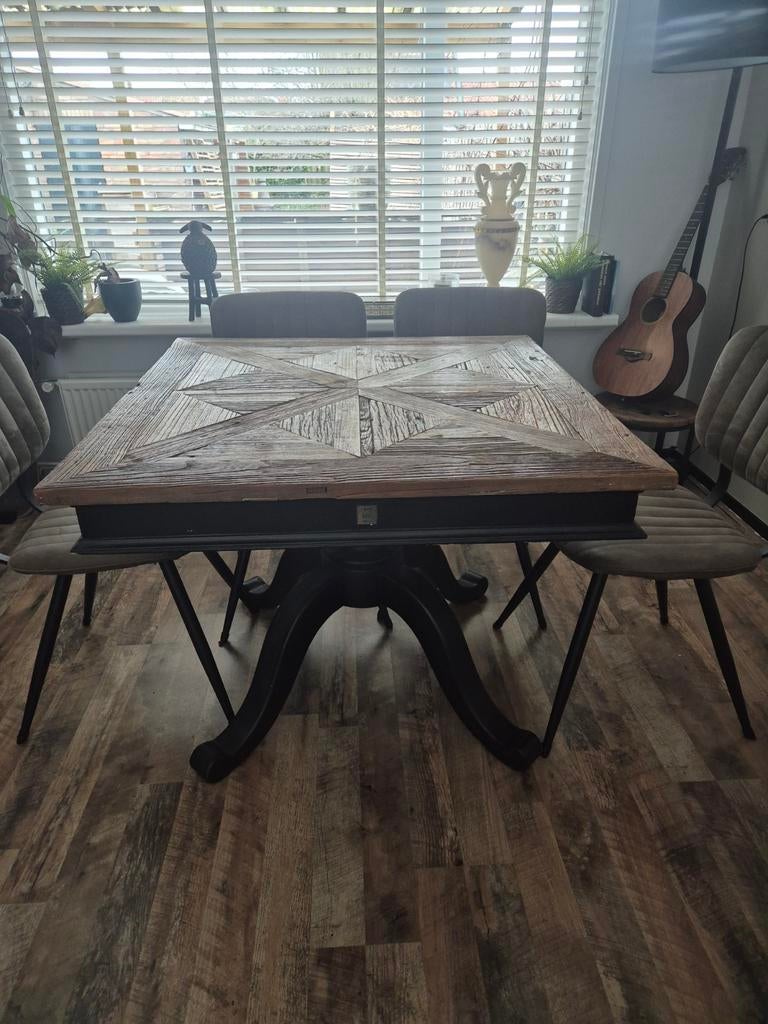 Riviera Maison Tafel 100x100 cm, Huis en Inrichting, Tafels | Eettafels, Ophalen, Gebruikt, Vierkant, Landelijk