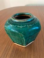 Antiek Gemberpotje Groen Craquelé Vaasje Decoratief Kleinood, Antiek en Kunst, Antiek | Vazen, Ophalen of Verzenden