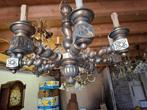 Houten lamp goudkleurig  30e jaren, werkt, Huis en Inrichting, Lampen | Kroonluchters, Ophalen, Zo goed als nieuw