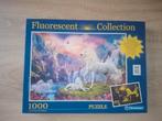 Fluoriserende eenhoorn puzzel 1000 stukjes compleet, Ophalen of Verzenden, 500 t/m 1500 stukjes, Zo goed als nieuw