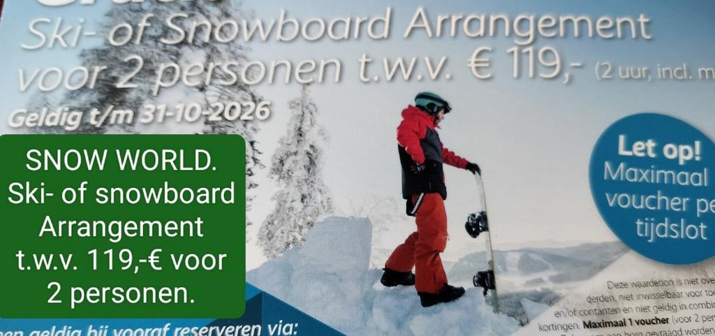 SNOW WORLD VOUCHER, Eén persoon, Cadeaubon, Arrangement