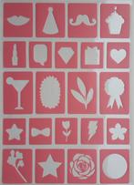 Stencil stickers A4 figuren 02 roze NIEUW op A4 vel