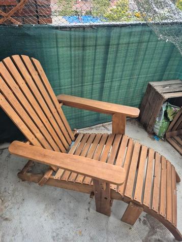 Comfi houten loungestoel met voeteneind voor balkon of tuin beschikbaar voor biedingen