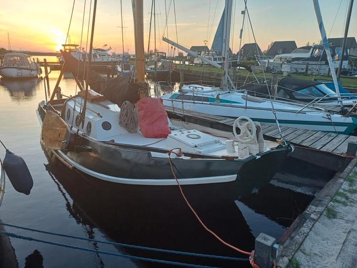 Huitema platbodem zeilschouw., Watersport en Boten, Platbodems, Gebruikt, 6 tot 9 meter, Staal, Diesel, Ophalen