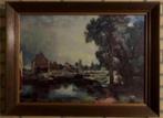 Schilderij, print, wanddecoratie stilleven; huizen aan water, Antiek en Kunst, Kunst | Schilderijen | Klassiek, Ophalen of Verzenden