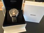 Seiko horloge met chronograaf leren band, Seiko, Leer, Staal, Polshorloge