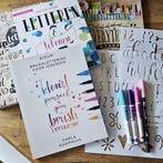 Handlettering Boeken + Sjabloon + Brushpennen TomBow Ecoline, Hobby en Vrije tijd, Verzenden, Zo goed als nieuw, Boek of Gids