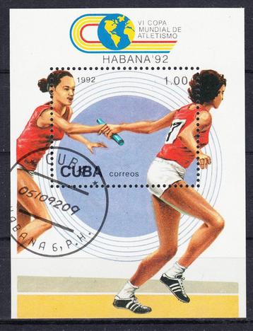 B42 - Cuba michel blok 130 gestempeld , Wereldbeker Atle beschikbaar voor biedingen