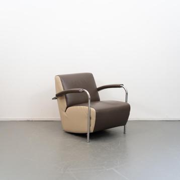 2x Leolux Scylla Fauteuil Laag Licht- en Donkerbruin - Leer beschikbaar voor biedingen