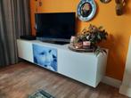Tv meubel, Ikea, BESTA, wit met glasplaat, 1 deur fotolijst, Ophalen, Zo goed als nieuw, 25 tot 50 cm, Minder dan 100 cm