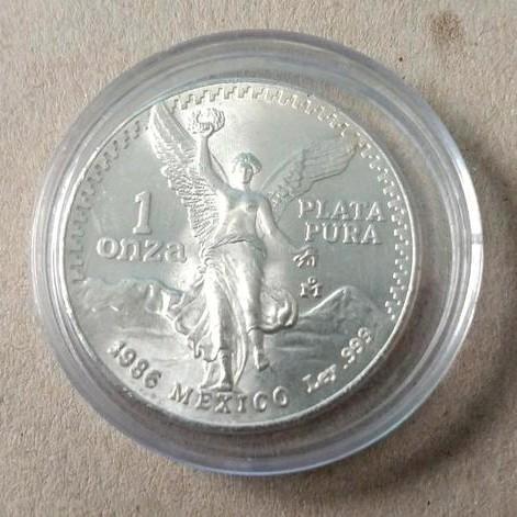 1 oz Zilver Libertad Plata Pura munt van 1986 uit Mexico, Postzegels en Munten, Edelmetalen en Baren, Zilver, Ophalen of Verzenden