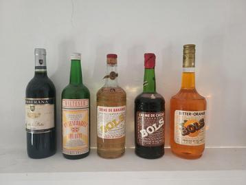 Vintage flessen ONGEOPEND, o.a. Bols en Malteser beschikbaar voor biedingen