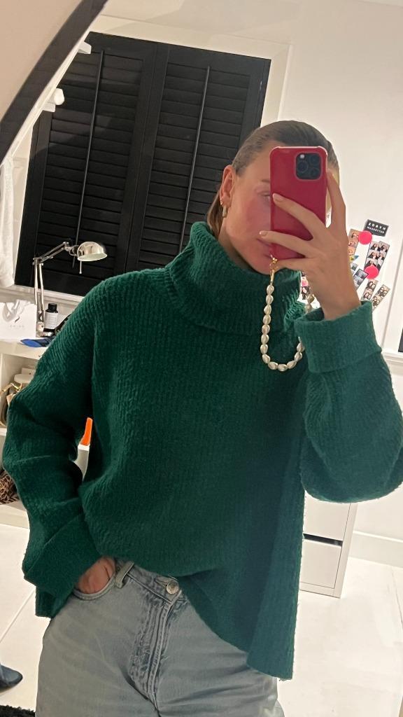 Gebreide Coltrui van Stradivarius, Kleding | Dames, Truien en Vesten, Zo goed als nieuw, Maat 38/40 (M), Groen, Verzenden