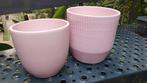 2 keramische bloempotten roze, Rond, Ophalen of Verzenden, Zo goed als nieuw, Minder dan 25 cm