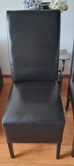 6 leren eetkamerstoelen, Huis en Inrichting, Stoelen, Gebruikt, Zwart, Leer, Ophalen of Verzenden